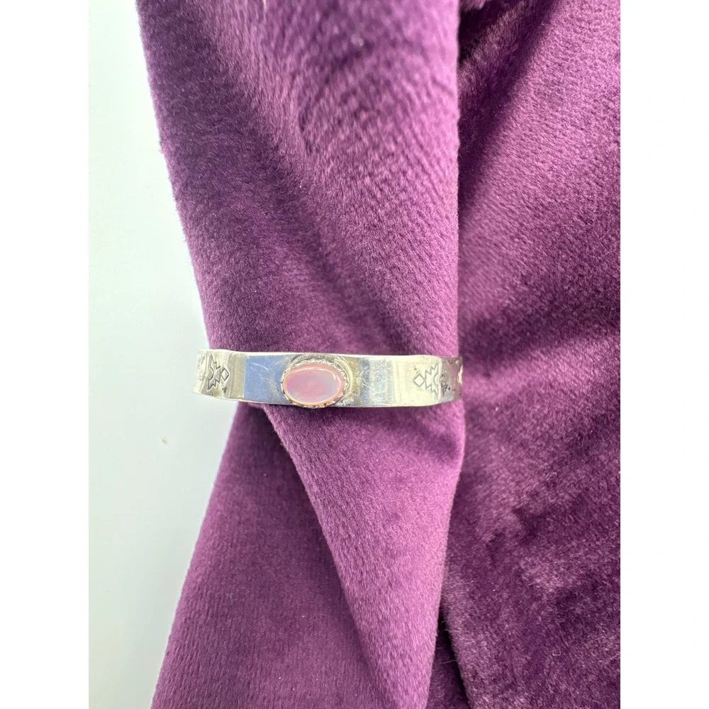 JJ Sterling Silver 925 Stamped Pink Shell Cuff Bracelet Southwestern Kids Petite